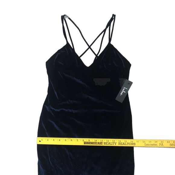 Lulus Greatest Love of All Navy Velvet Dress Womens Sz L Slip Dress Holiday NWT - Picture 14 of 16